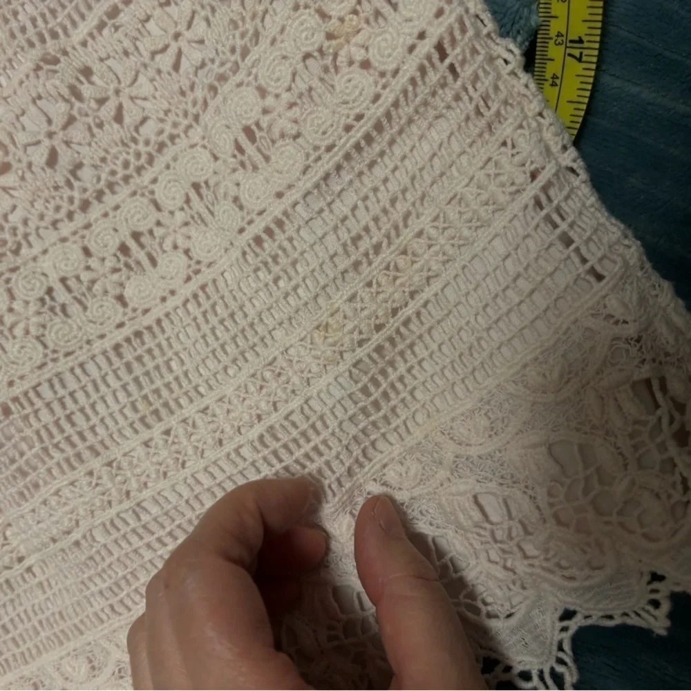 FOUGER USA lace beaded collar top